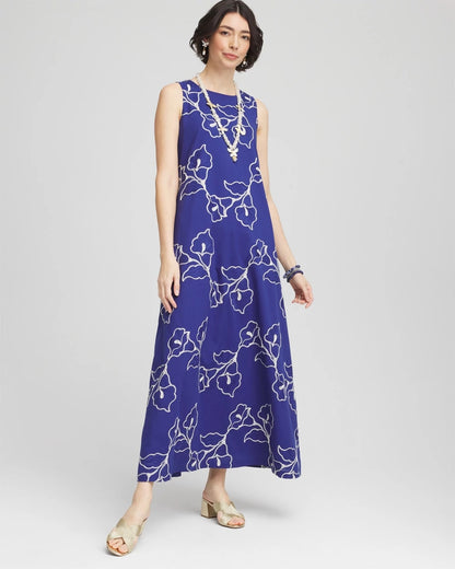 Chico's Women | Embroidered Sleeveless Maxi Dress BLUE CASA