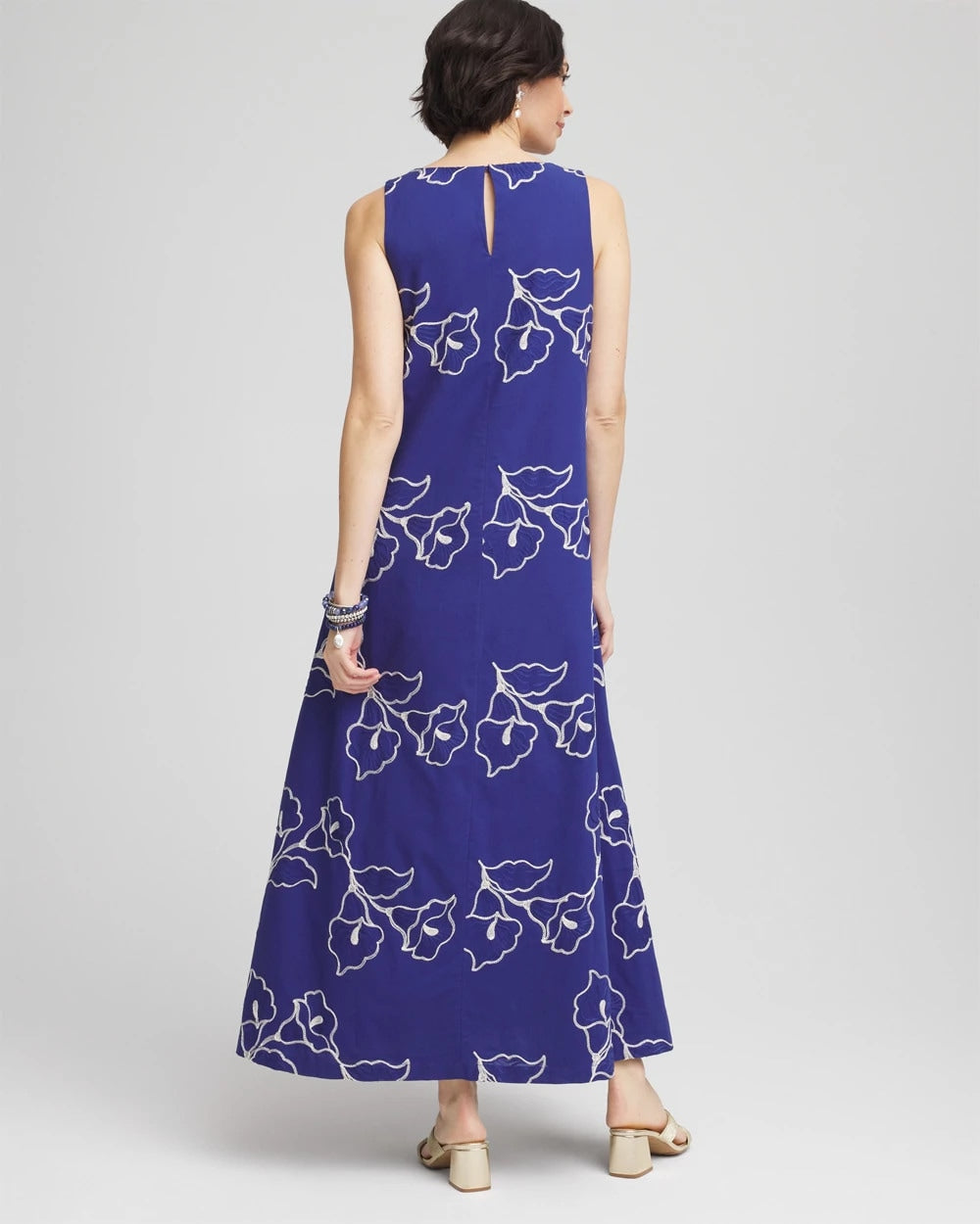Chico's Women | Embroidered Sleeveless Maxi Dress BLUE CASA
