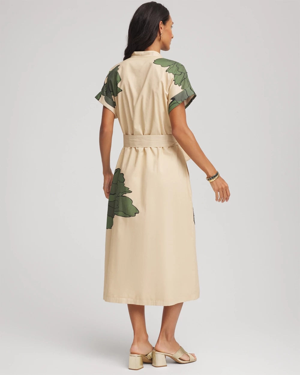 Chico's Women | Printed Cotton-Voile Popover Midi Dress SANDSTONE