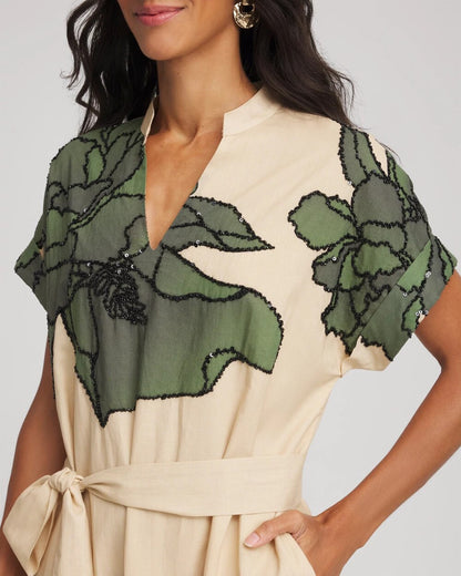 Chico's Women | Printed Cotton-Voile Popover Midi Dress SANDSTONE