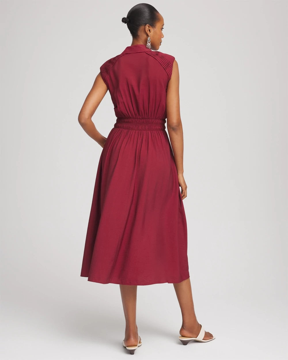 Chico's Women | Smocked-Waist Shirtdress RUSSET RED