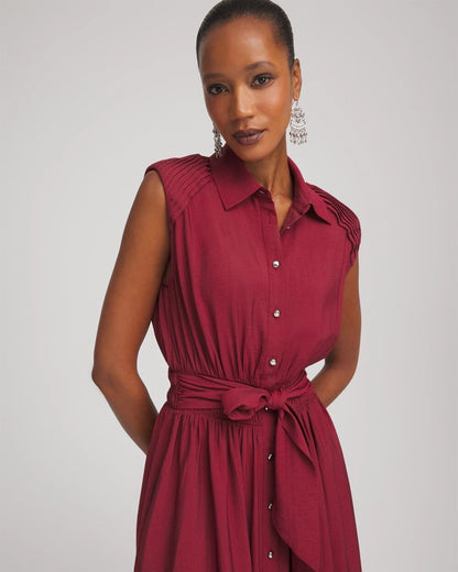 Chico's Women | Smocked-Waist Shirtdress RUSSET RED