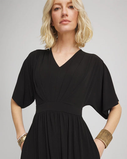 Chico's Women | Flutter-Sleeved Jersey Maxi Dress BLACK