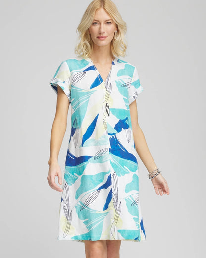 Chico's Women | Cuff Sleeve Linen Dress MULTI