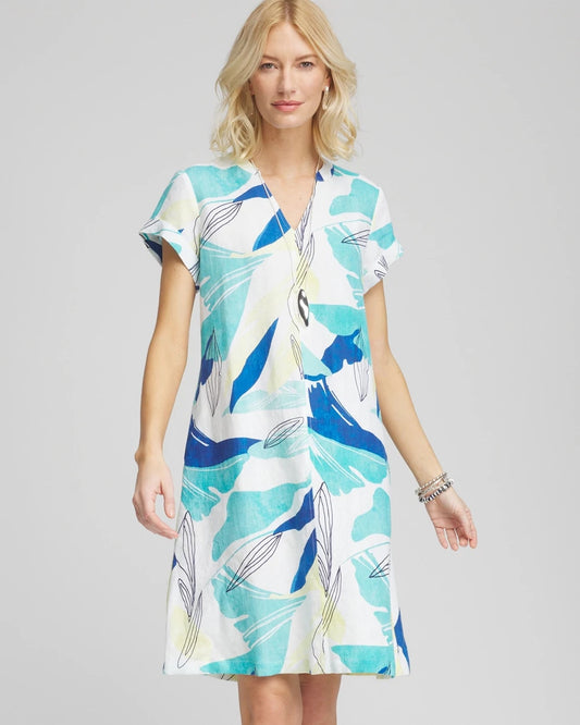 Chico's Women | Cuff Sleeve Linen Dress MULTI