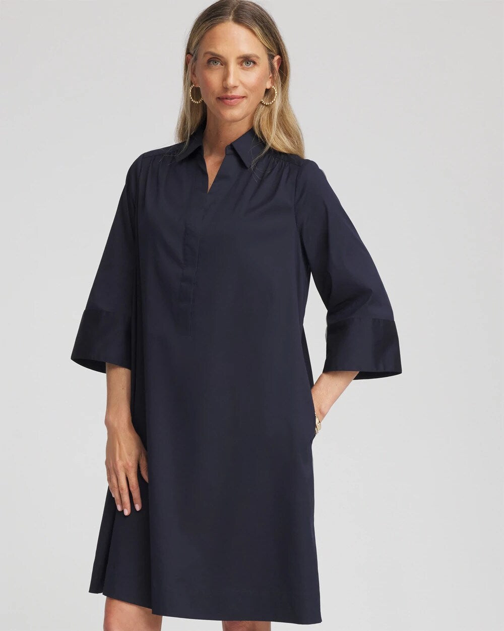 Chico's Women | Cotton-Blend Popover Dress CLASSIC NAVY