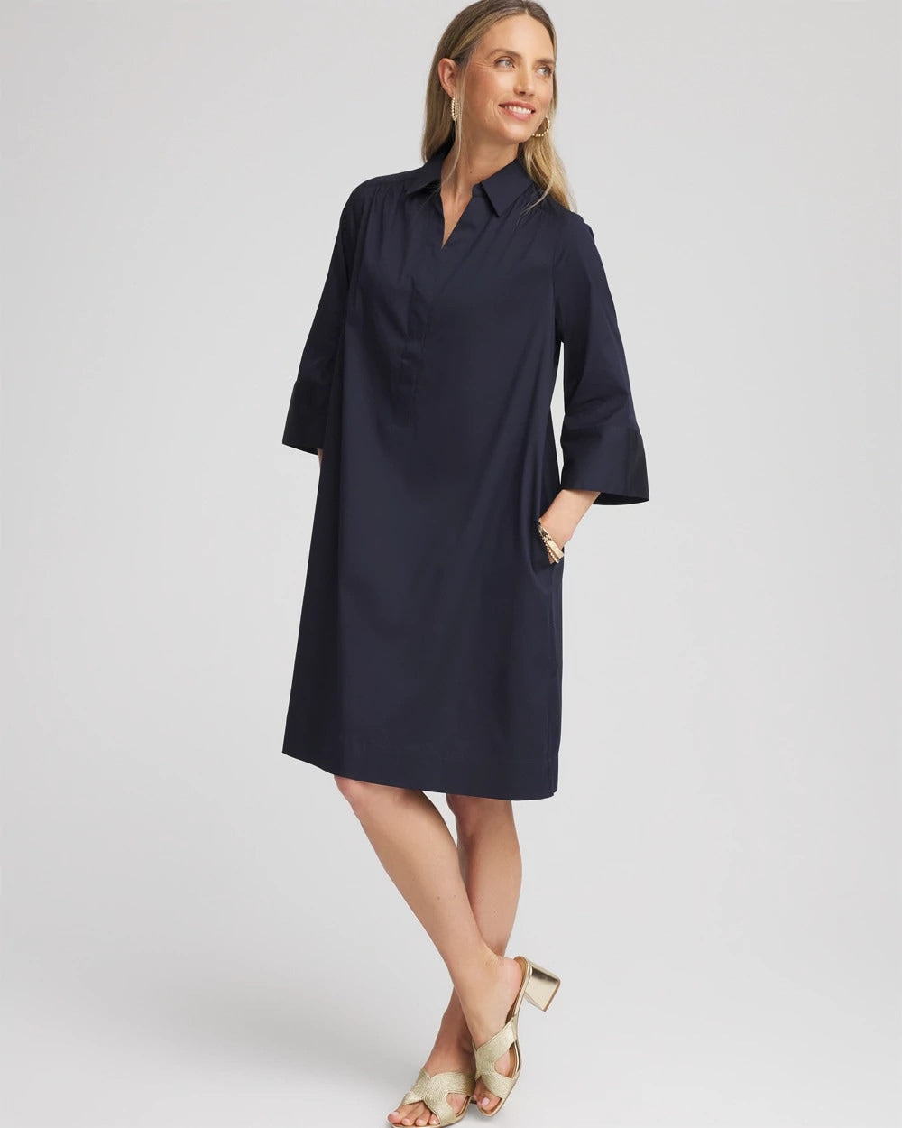 Chico's Women | Cotton-Blend Popover Dress CLASSIC NAVY