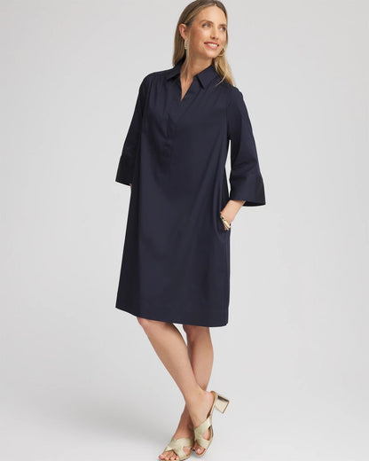 Chico's Women | Cotton-Blend Popover Dress CLASSIC NAVY