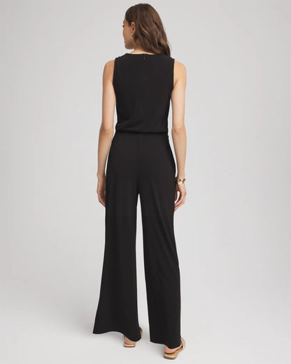 Chico's Women | Travelers™ Jersey Knit Chain-Trim Jumpsuit BLACK
