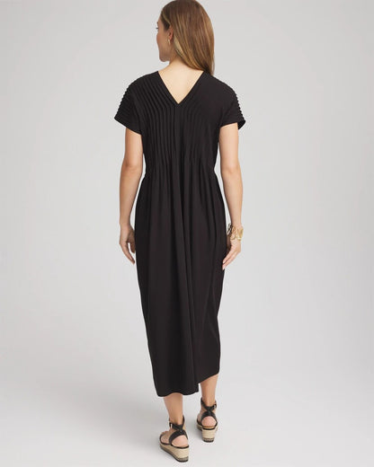 Chico's Women | Silk-Twill Popover Midi Dress BLACK