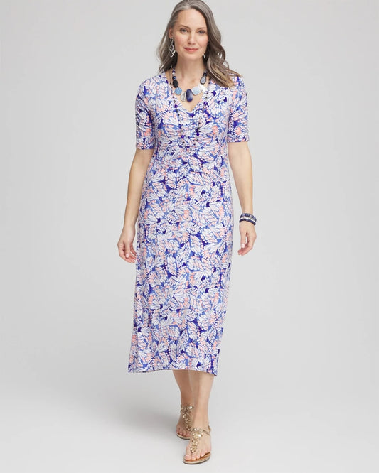 Chico's Women | Ruched Jersey Midi Dress SEAFARING BLUE