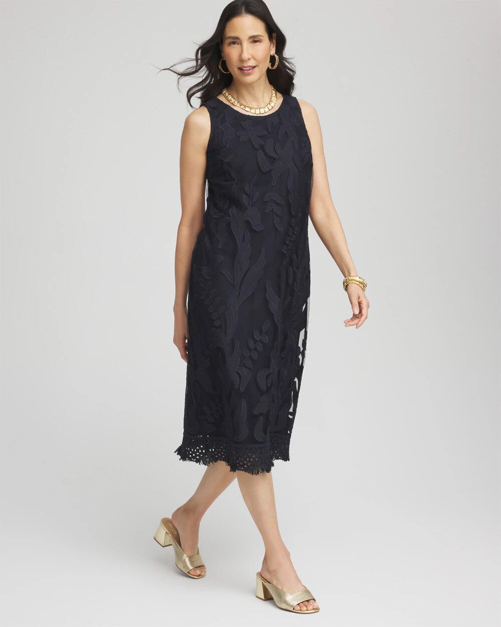 Chico's Women | Travelers™ Mesh Appliqué Midi Dress TRAVELERS INDIA INK