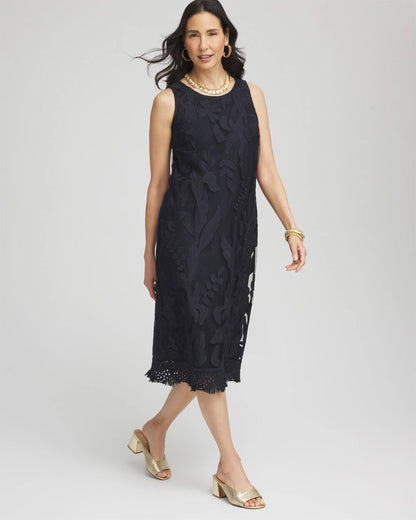 Chico's Women | Travelers™ Mesh Appliqué Midi Dress TRAVELERS INDIA INK
