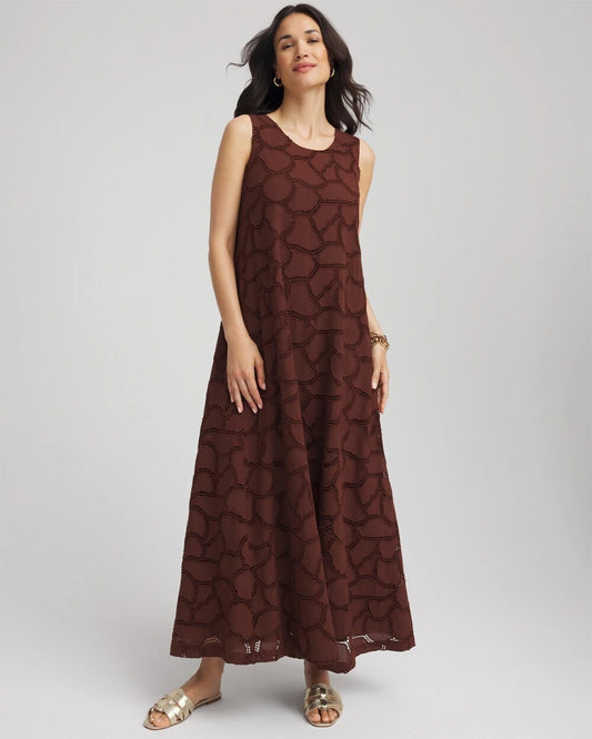 Chico's Women | Eyelet Cutout Maxi Tank Dress CACAO