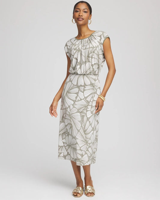 Chico's Women | Travelers™ Knit Jersey Day Dress DUSTY OLIVE