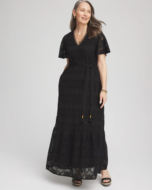 Chico's Women | Crochet-Lace Maxi Dress BLACK