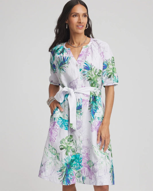 Chico's Women | Floral Linen Shirtdress VIOLET