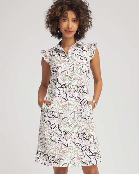 Chico's Women | Zenergy® UPF Knit Floral Polo Dress TIBET TAUPE