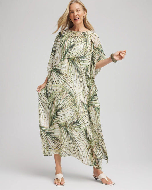 Chico's Women | Crinkle-Chiffon Kaftan Dress ECRU
