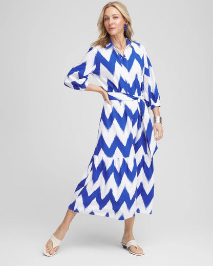 Chico's Women | Chevron Striped Shirtdress ALABASTER