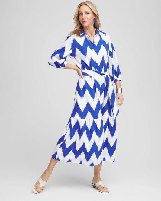 Chico's Women | Chevron Striped Shirtdress ALABASTER