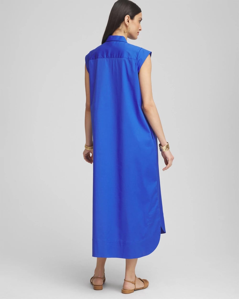 Chico's Women | Popover Poplin Maxi Dress RICH COBALT