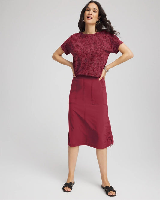 Chico's Women | Zenergy® UPF Bungee-Hem Pull-On Skirt RUSSET RED