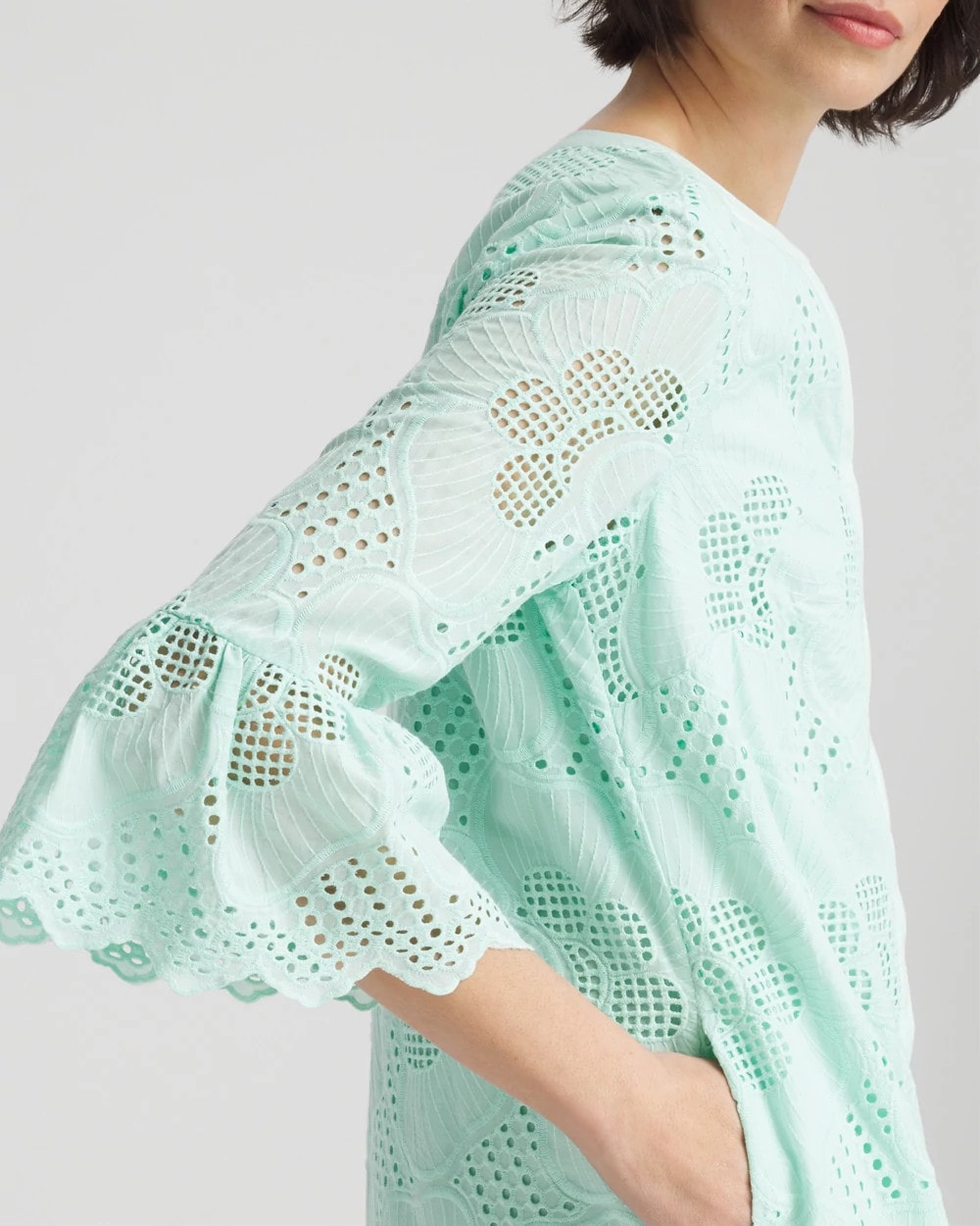 Chico's Women | Eyelet Cotton Voile Dress TEAL WATERS