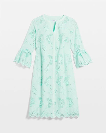 Chico's Women | Eyelet Cotton Voile Dress TEAL WATERS