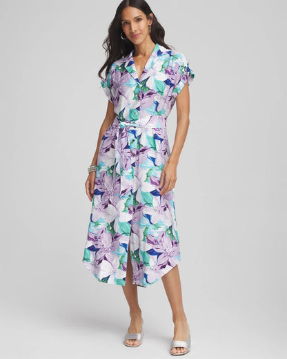 Chico's Women | Hammered Rayon Midi Shirtdress MULTI