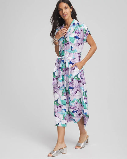 Chico's Women | Hammered Rayon Midi Shirtdress MULTI