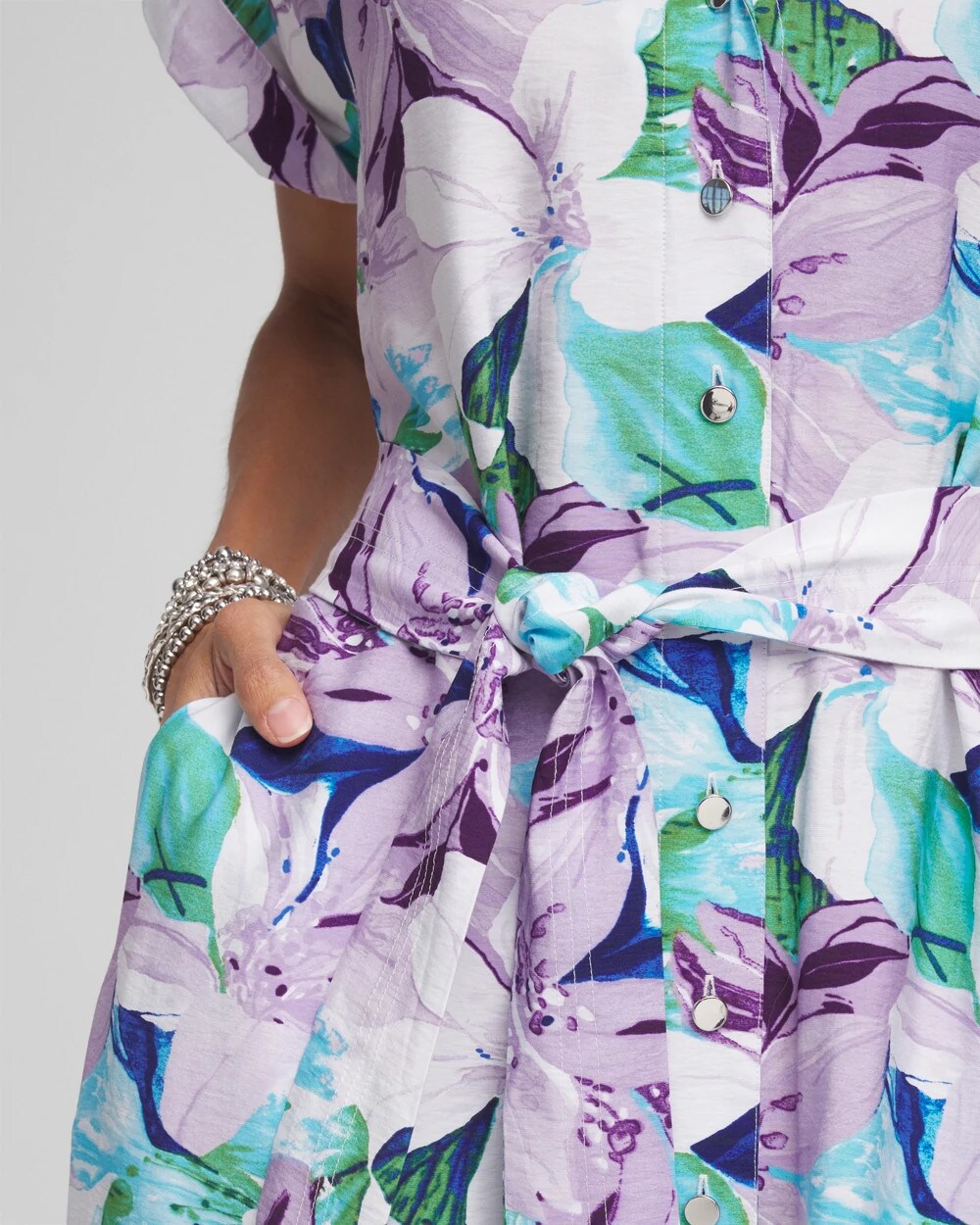 Chico's Women | Hammered Rayon Midi Shirtdress MULTI