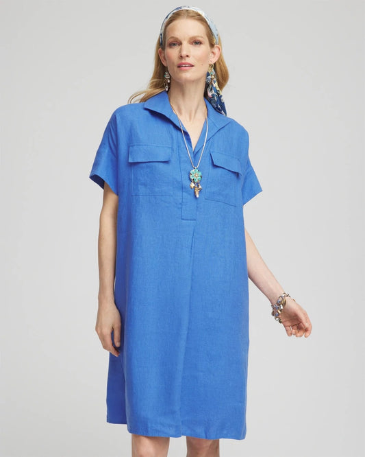 Chico's Women | High-low Linen Shirtdress BLUE PEARL
