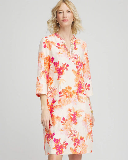 Chico's Women | Embellished Linen Kurta Dress ECRU