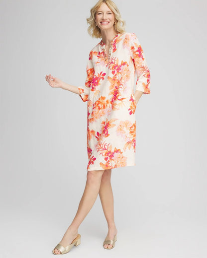 Chico's Women | Embellished Linen Kurta Dress ECRU
