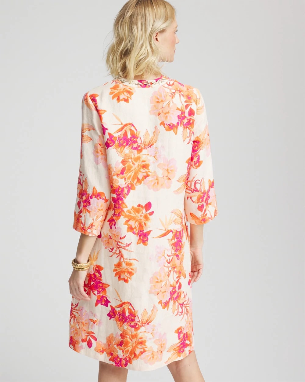 Chico's Women | Embellished Linen Kurta Dress ECRU