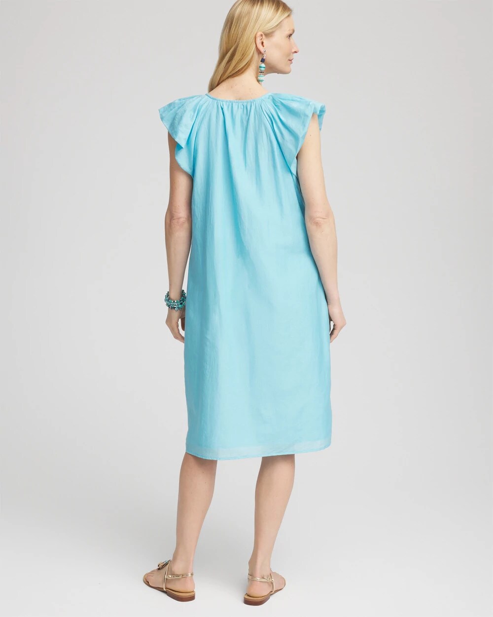 Chico's Women | Cotton-Silk Voile Popover Dress PARADISO BLUE