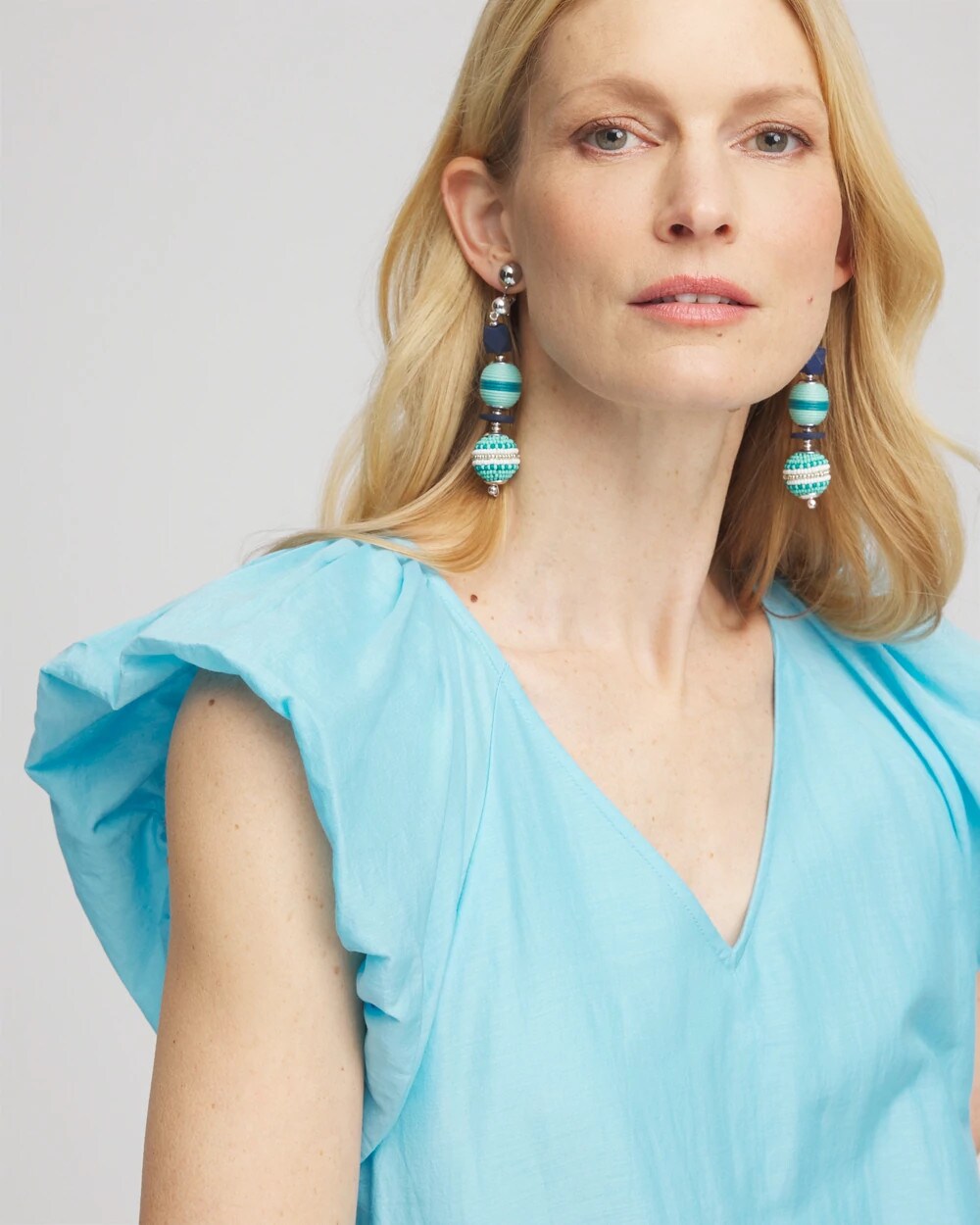 Chico's Women | Cotton-Silk Voile Popover Dress PARADISO BLUE