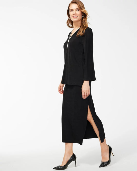 Chico's Women | Travelers™ Side-Slit Maxi Skirt TRAVELERS BLACK