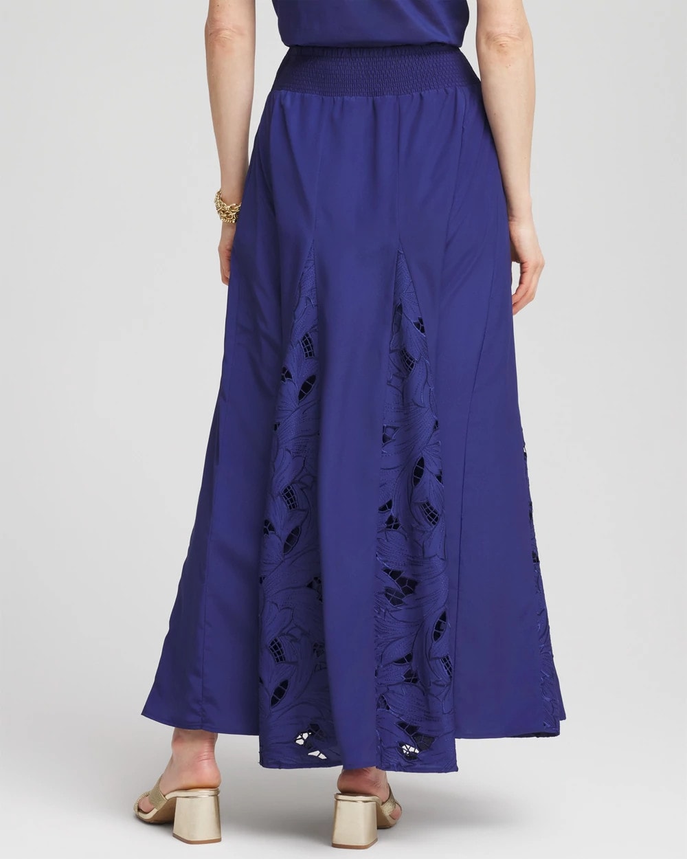 Chico's Women | Godet Maxi Eyelet Skirt BLUE CASA