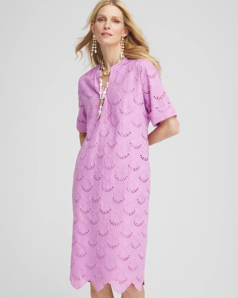 Chico's Women | Eyelet Popover Dress LAVENDER SKIES