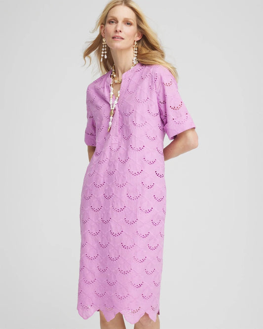 Chico's Women | Eyelet Popover Dress LAVENDER SKIES