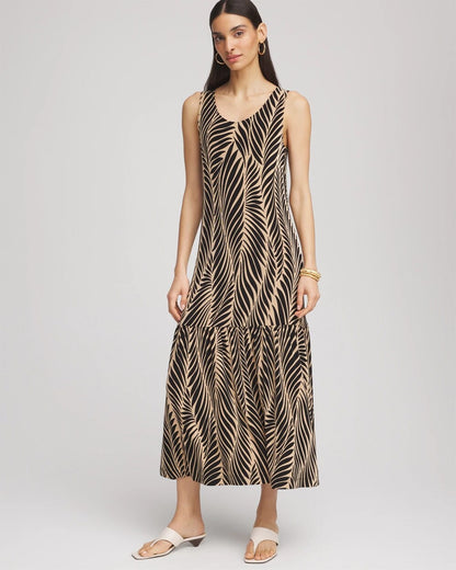 Chico's Women | Travelers™ Palm-Frond-Motif Dress CAFE AROMA