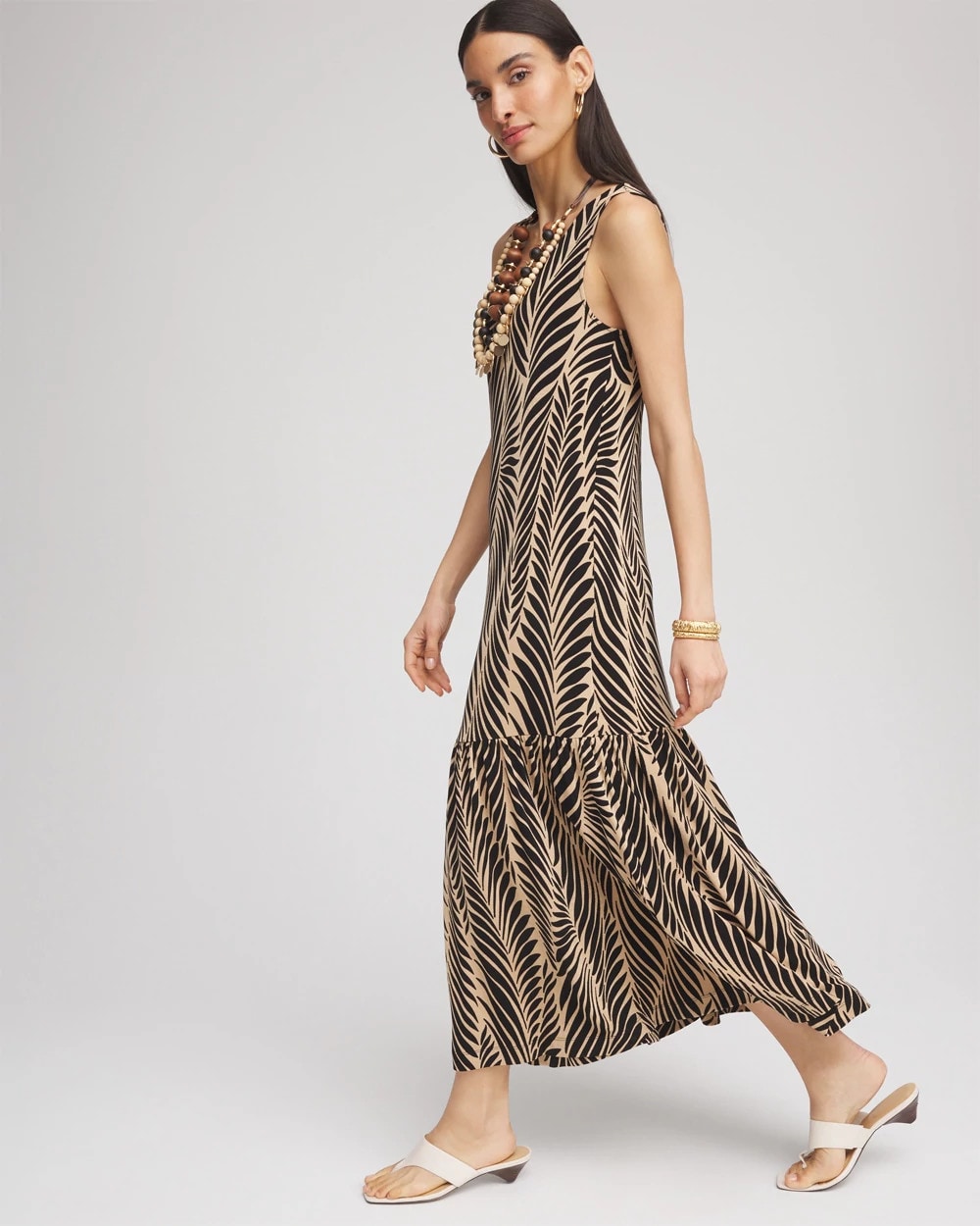 Chico's Women | Travelers™ Palm-Frond-Motif Dress CAFE AROMA