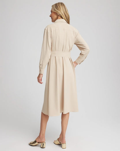 Chico's Women | Twill Belted Midi Shirtdress WILD TRUFFLE