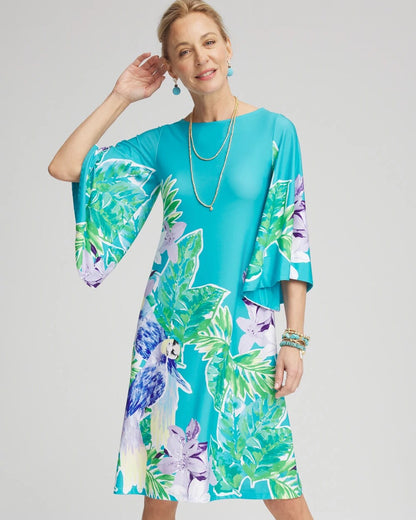 Chico's Women | Angel-Sleeve Boat Neck Dress SEASPRAY