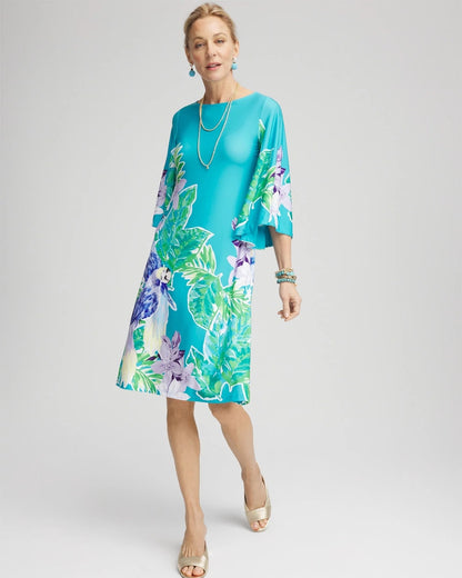 Chico's Women | Angel-Sleeve Boat Neck Dress SEASPRAY