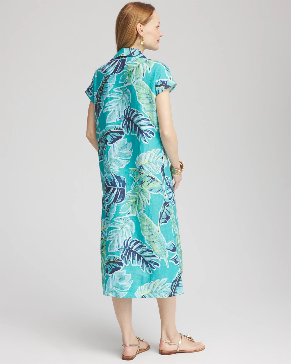 Chico's Women | Tropical Linen Midi Dress SEASPRAY