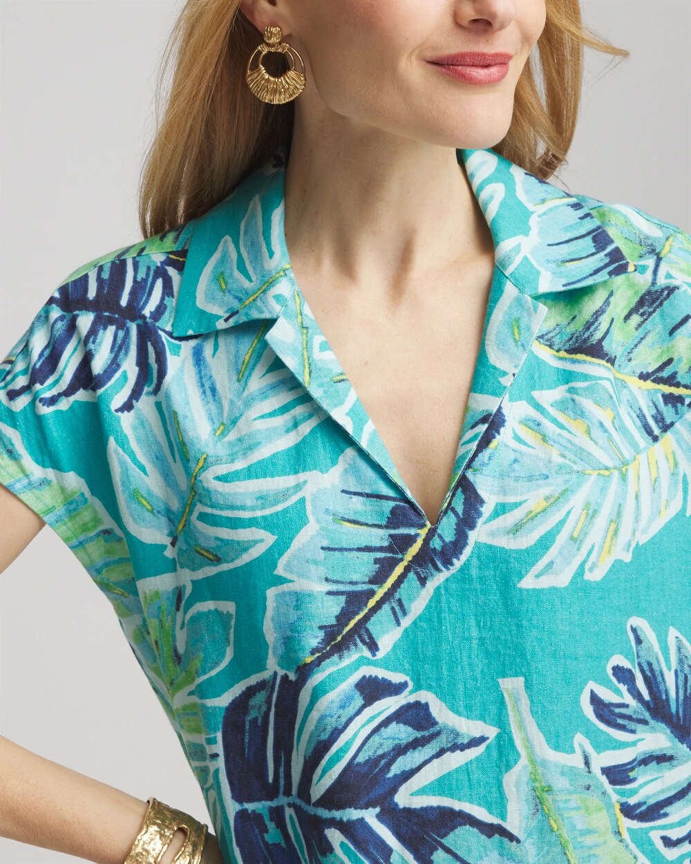 Chico's Women | Tropical Linen Midi Dress SEASPRAY