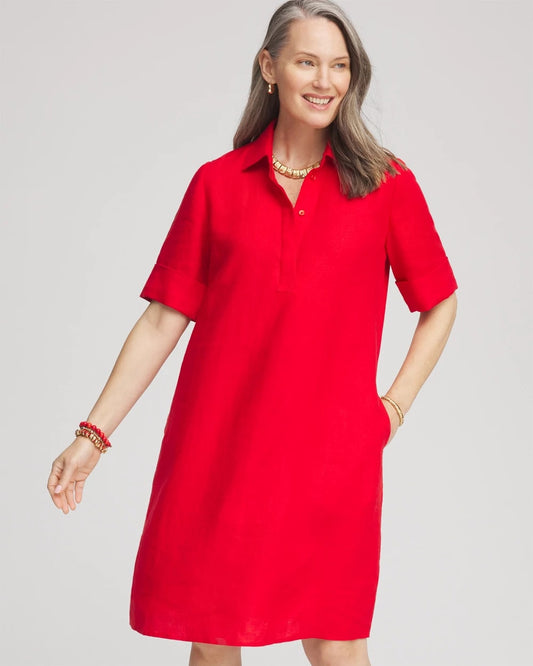 Chico's Women | Linen Shirtdress RED GLOW